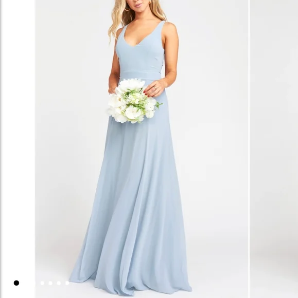 Show Me your MuMu Jenn Maxi Dress Steel Blue Chif - Picture 2 of 6